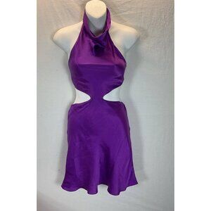 Amanda Uprichard Revolve 'Kaye' Silk Purple cut out Mini Dress Size S party